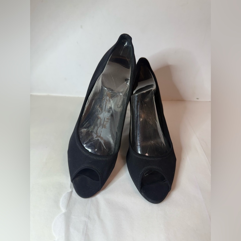 Feragamo Black Peep Toe Wedge Heels